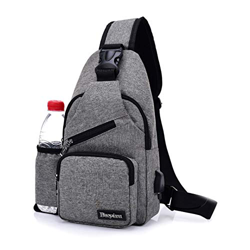 Borsa di Petto Sling Petto Borsa Sacchetto Petto Zaino Monospalla Tracolla Borsello Borsa Uomo Donne Crossbody Pacco Petto con Porta USB di Ricarica p precio
