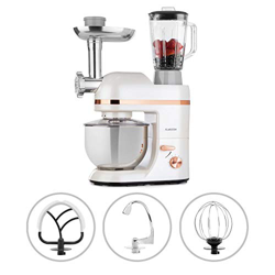 Klarstein Lucia Elegance - Robot da Cucina Multifunzione, Miscelatore, Mixer e Tritacarne, 1300W/6 Livelli, Funzione a Impulsi, Contenitore in Acciaio precio