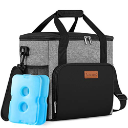 arteesol 17L Sacco Pranzo Pieghevole Isolante, Borsa Termica, Borsa da Picnic Esterna Portatile, per Mantenere Gli Alimenti Caldi/Freddi (Grigio,con 2 en oferta