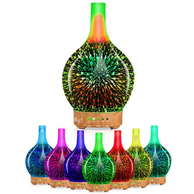 [2020] Diffusore di oli essenziali girevole,per aromaterapia,con timer,diffusore di aromi a ultrasuoni senza BPA,100ml Cool Mist umidificatore,7 luci 