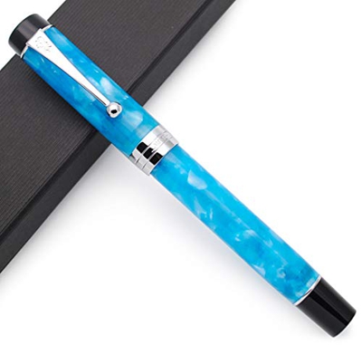 JINHAO Century Tofu 100 18KGP - Penna stilografica in resina dorata (blu oceano, pennino medio)