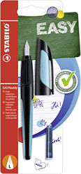 Penna Stilografica Ergonomica per bambini - STABILO EASYbuddy in Nero/Azzurro - Punta Mancini - 2 Cartucce Blu incluse características