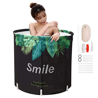 Tech-L - Bathtub portatile da 27 x 25 pollici, pieghevole, per studenti, casa, campeggio, blu (smilee)