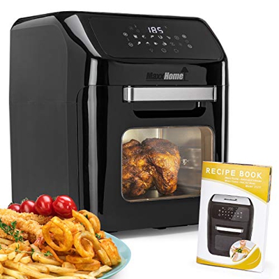 MaxxHome Friggitrice ad Aria Calda XXL - Forno per friggere 9 in 1 - Touch Screen - 1600 W + Ricettario e accessori