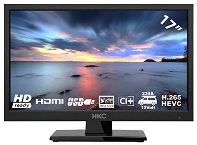 HKC 17H2 LED TV (17 pollici HD TV) Triple Tuner, CI+, Media Player, HDMI+USB, Caricabatteria da auto 12V [Classe energetica A +]