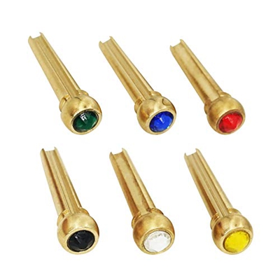 6 Pezzi Piroli Ponticello per Chitarra Acustica in Osso, Chitarra di Ricambio con Shell Punto, Pin Chitarra Acustica (Colorato)