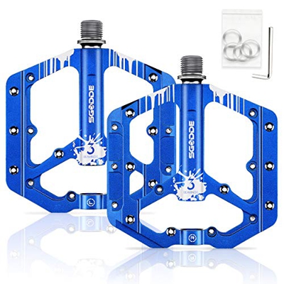 Sgodde, Pedali per Bicicletta, in Metallo, per Mountain Bike, Bici da Corsa, Piattaforma Ultraleggera in Lega di Alluminio e 3 Cinghie sigillate, Anti