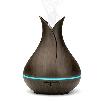 Diffusore di Oli Essenziali, Wood Grain Diffusore di Aromi Ultrasuoni, Umidificatore 150ml, Luce Notturna, Purificatore d'Aria - 7 Colori a LED, Modal