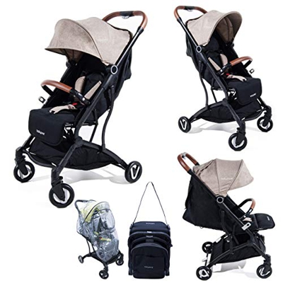 Passeggino leggero e compatto chiusura una mano Easy-M, anche da viaggio, con borsa per il trasporto, tracolla, parapioggia inclusi - dalla nascita fi