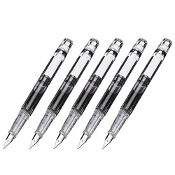IWILCS, 5 penne stilografiche trasparenti, penna stilografica a stantuffo, colore bianco, 0,5 mm, per Natale, San Valentino, ecc. precio