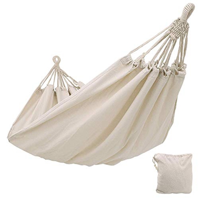 KEPEAK Amaca in cotone per interni ed esterni, 300 x 150 cm, portata massima 300 kg, ideale per giardino, campeggio, cortile, fare un pisolino, bianco
