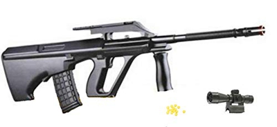 Pistola Giocattolo a Pallini, Fucile d'assalto, Giocattolo con Puntatore e Pallini Inclusi, Calibro 6 mm