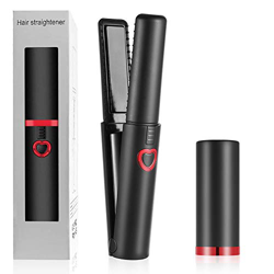 Juanya - Piastra per capelli senza fili 2 in 1, mini piastra USB ricaricabile, 3 livelli di temperatura regolabili, riscaldamento rapido portatile, pe en oferta