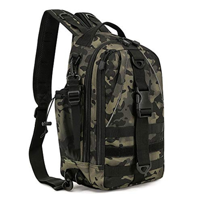 Huntvp® 2in1 Zaino Monospalla Uomo Tattico Borsa Petto Impermeabile Borsa a Tracolla Militare per Campeggio Escursionismo Ciclismo Viaggio Trekking (T