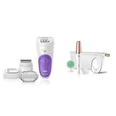 Braun Silk-Épil 5 5-541 Wet & Dry Rasoio senza Fili con 4 Accessori, tra cui Una Testina Rasoio + Braun Facespa 851V Epilatore per Viso 3 in 1, Spazzo