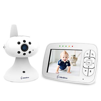 MiniBoss Baby Monitor Audio Video Babyphone con 3.5 LCD Wireless Fotocamera Digitale per Visione Notturna Monitoraggio della Temperatura