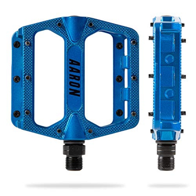 AARON Rock - Pedali Mountain Bike in Alluminio con Cuscinetti a Sfera sigillati - Antiscivolo con Piedini sostituibili | Superficie a Piattaforma per 