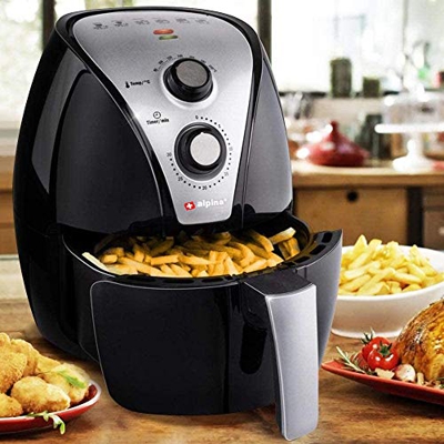 Bakaji Friggitrice ad Aria Calda Senza Olio Airfryer 3,2 Lt Frigge Cuoce Arrostisce in modo Naturale e Salutare Potenza 1500W con Timer e Regolazione 