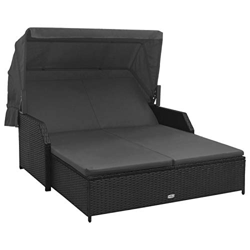 Tidyard Lettino Prendisole Matrimoniale Reclinabile in Polyrattan con Tettuccio Tetto,Lettino Prendisole Doppio,Lettino Prendisole Reclinabile in Ratt en oferta