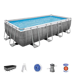 Bestway Piscina fuoriterra Rettangolare Power Steel di Colore Rattan Grigio Scuro, cm. 488X244X122, capacità 11,532 Litri precio