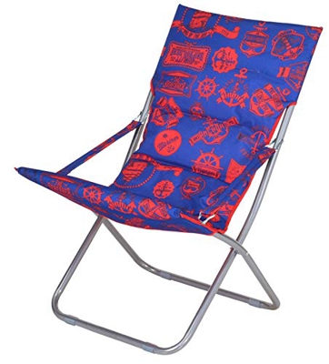 Enrico Coveri Mare Sedia Sdraio Moderna Canapone Pieghevole in Acciaio E Tessuto con Fantasia Marina, Ideale per Giardino, Esterno e Mare (Rosso)