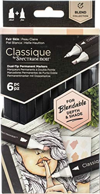 Spectrum Noir Classique Fondersi Marcatore Alcol Doppio Penne Pennino Impostati Pelle Chiara Confezione da 6 - Fair Skin
