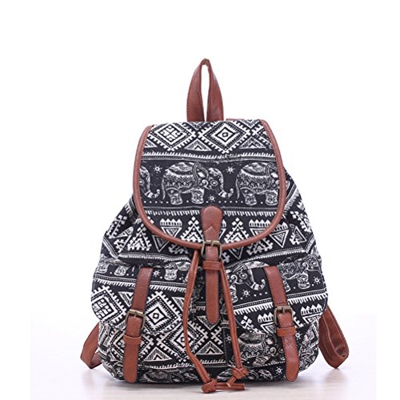 WINOMO Ragazze Ladies Womens Elephant stampa tela zaino zaino scuola borsa Casual Borsa zainetto