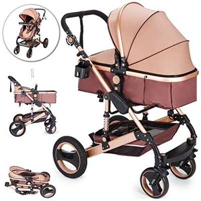 VEVOR Passeggino Portatile Passeggino Pieghevole Passeggino per 0-36 Mesi Bambini Vista alta Carrozzina Sistema di Viaggio Carrozzina Passeggino a 3 R