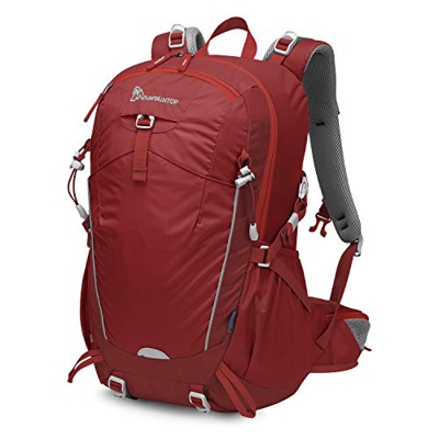 MOUNTAINTOP 35L Zaino Trekking Outdoor Multifunzione Zaino per Uomo Donna da Escursionismo Campeggio Viaggio Zaini con Copertura della Pioggia, Rosso