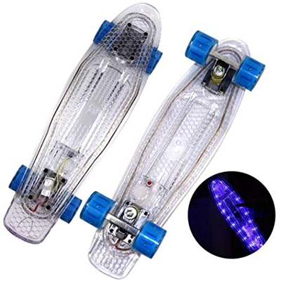 Gelory Penny Board Skateboard completo Mini Skateboard Retrò per bambini ragazzi Adulti e Adulti, con ruote LED con attrezzo a T All-in-One per princi