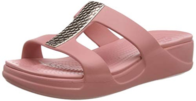 Crocs Monterey Metallic Wedge, Sandali a Punta Aperta Donna, Rosa (Blossom/Blossom 61z), 37/38 EU