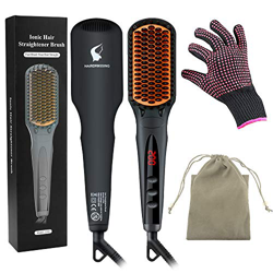 Spazzola Lisciante 2 in 1 ionico, piastra per capelli e riscaldatore MCH con 16 impostazioni, blocco della temperatura, spegnimento automatico, doppia características