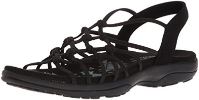 Skechers Reggae Slim-Forget Me Knot, Sandali con Cinturino alla Caviglia Donna, Nero, 38 EU
