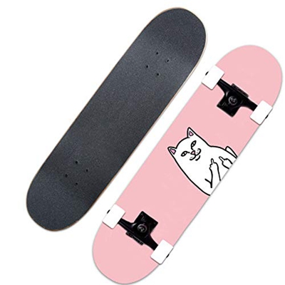 WRISCG Skateboard Standard Skateboard Completo Skateboard Professionale Acero 4 Ruote Longboard Skateboard per Bambini Ragazzi Ragazze Principianti pe