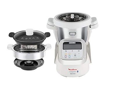 Moulinex HF9001 i-Companion Robot Multifunzione da Cucina, Connesso alla sua App Dedicata + XF384B Vaporiera