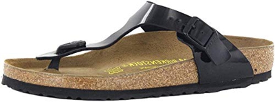Birkenstock Gizeh Birko-Flor, Sandali Unisex - Adulto, Nero (Schwarz Lack), 39 (Normale)