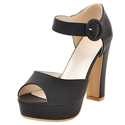 Lydee Donne Moda Scarpe Estive Tacco Blocco Piattaforma Sandali Cinturino alla Caviglia Tacchi Nozze Festa Scarpe Fibbia Black Dimensione 39 características