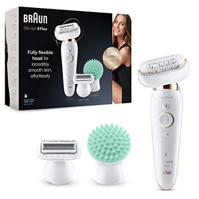 Braun Silk-épil 9 Flex 9020, Epilatore Donna con Testina Flessibile con 40 Pinzette e Manico Sottile, Presa Antiscivolo e Controllo Della Pressione, S