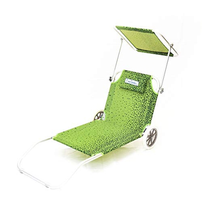 Pierre Cardin L.Tropic V, Spiaggina Prendisole Sdraio, Pieghevole, Parasole, Nancy, Fantasia Tropical Verde,145x63x15, Taglia Unica