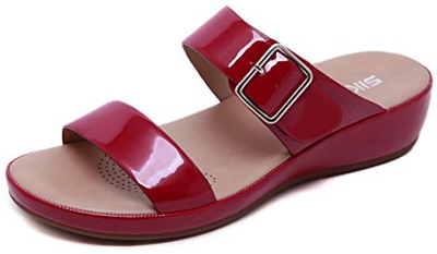 ChayChax Pantofole in Pelle Donna Estivi Sandali Punta Aperta Moda Piattaforma Ciabatte Antiscivolo Scarpe Estive All'aperto, C Rosso, 38 EU