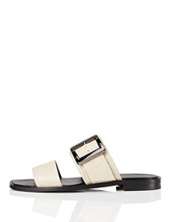 FIND Two Part Buckle Leather Sandali a Punta Aperta, Avorio (Bone), 39 EU características