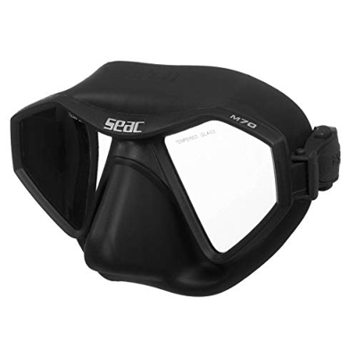 SEAC M70, Maschera da Freediving e Pesca in Apnea a Volume Ridotto Unisex Adulto, Nero, Standard