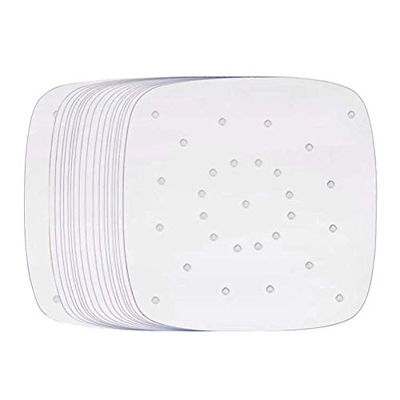 Macabolo - Confezione da 100 fodere quadrate per friggitrice ad aria, antiaderenti e pergamena perforata per friggitrice ad aria, cestello fumante