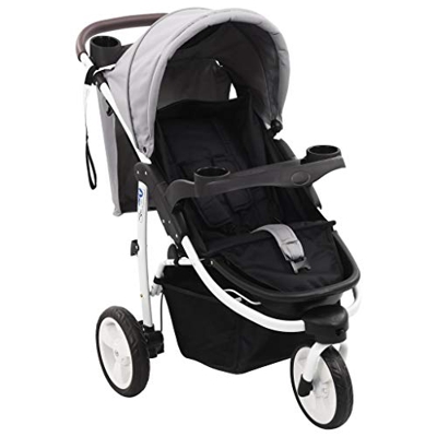 Festnight Passeggino Pieghevole, Passeggini e Carrozzine, Passeggino per Bambini, Passeggino a 3 Ruote Grigio e Nero