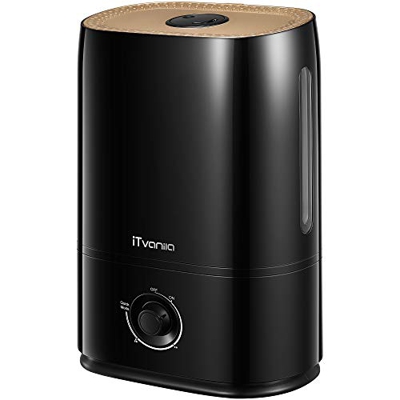 iTvanila Umidificatore Ultrasuoni, 5L Umidificatore Ambiente, Tempo di Funzionamento di 40 Ore, Nanocoating, Ugello a 360 °, Spegnimento Silenzioso e 