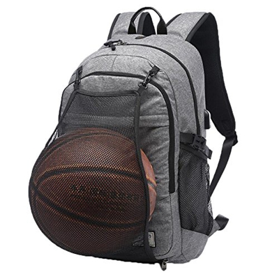 Valleycomfy Zaino Sportivo da Uomo per Pallacanestro/Calcio/Pallavolo Zaino per Laptop da 15,6 Pollici, Grigio