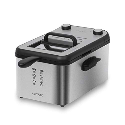 Friggitrice elettrica Cecotec CleanFry Infinity - 1,5 L- 4 L capacità, filtro- OilCleaner, temperatura fino a 190ºC, pentola adatta per lavastoviglie.