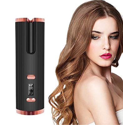 Zagon - Arricciacapelli elettrico senza fili, con batteria ricaricabile e display LCD USB, temperatura regolabile e 6 modalità di timer, con borsa da 