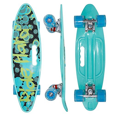 Skateboard Cruiser completo da 22" con luce LED colorata per bambini, ragazzi e ragazze (blu)