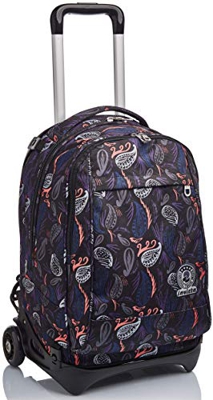 Trolley New Tech Invicta , Paisley, Nero, 3 in 1 Zaino Sganciabile